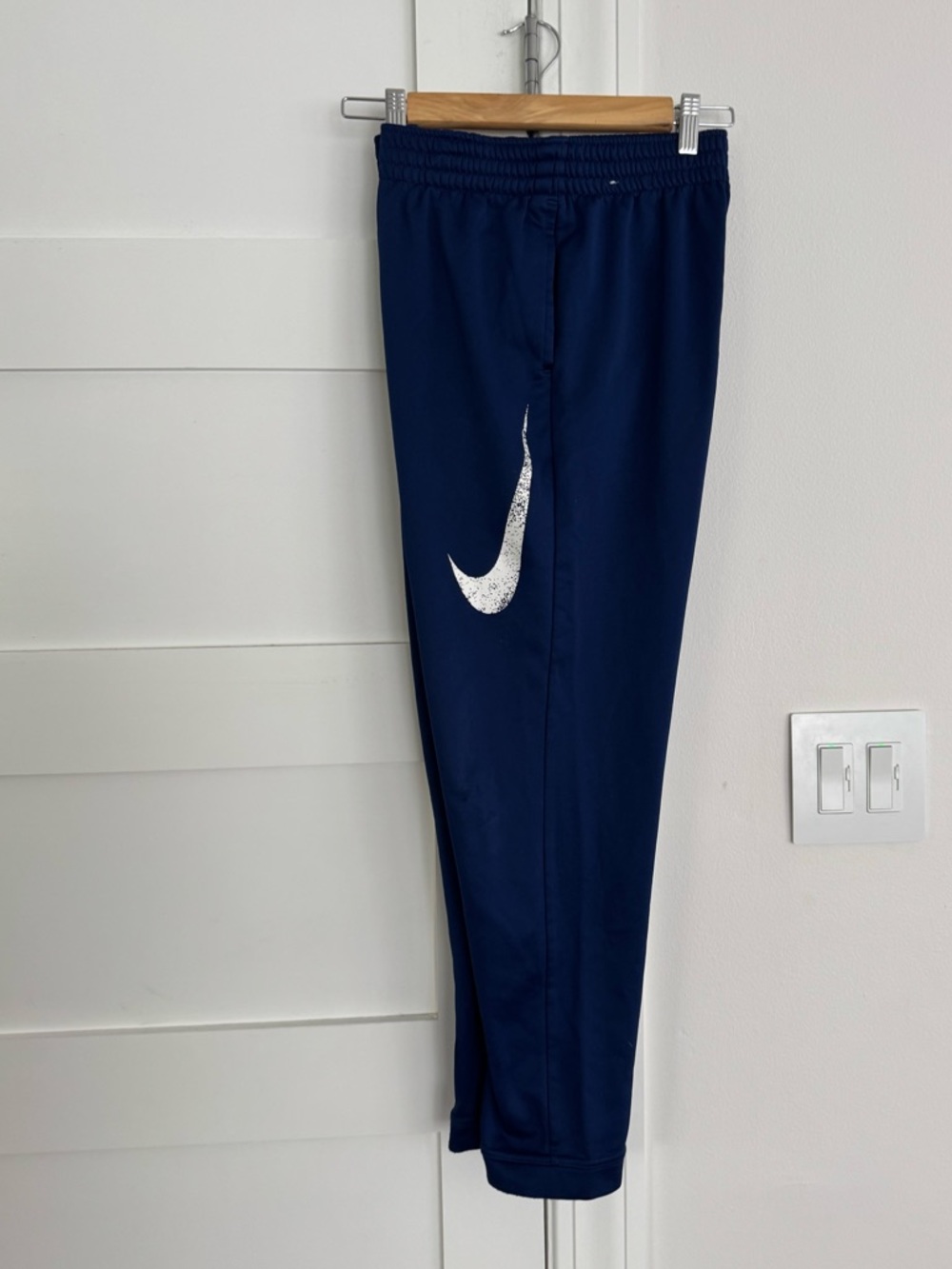 Nike Navy Kids Athletic Joggers with White Swoosh XL